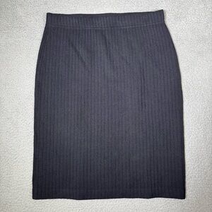 St. John Collection by Marie Black Skirt Knit Rib Sz 8 Pull-on Made in USA